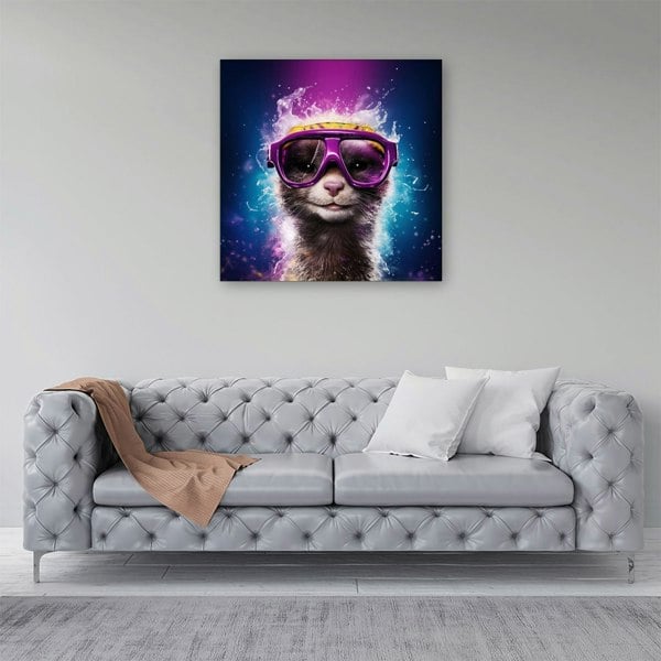 Warren Reed Splashart Ferret Purple Canvas