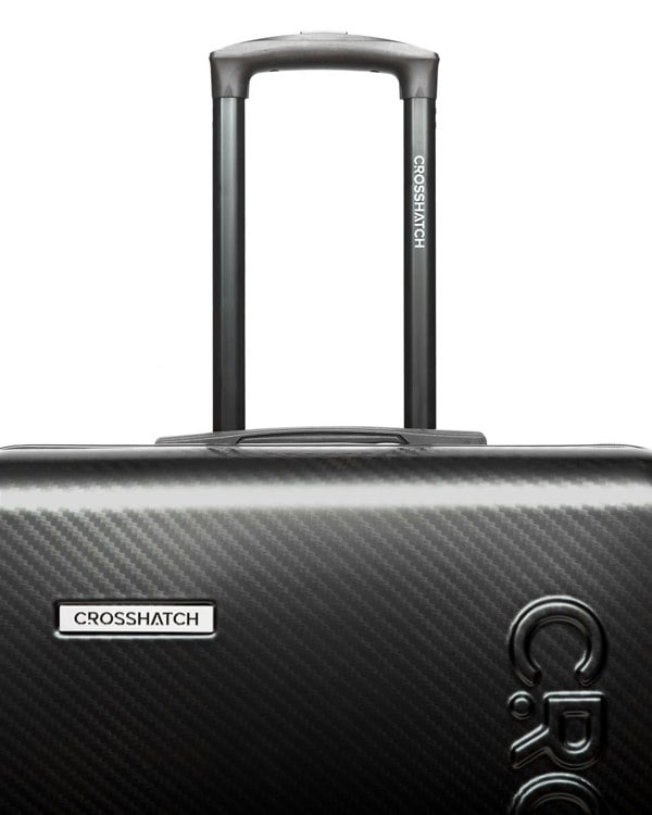 Crosshatch Escapade Embossed Suitcase 3pk Black