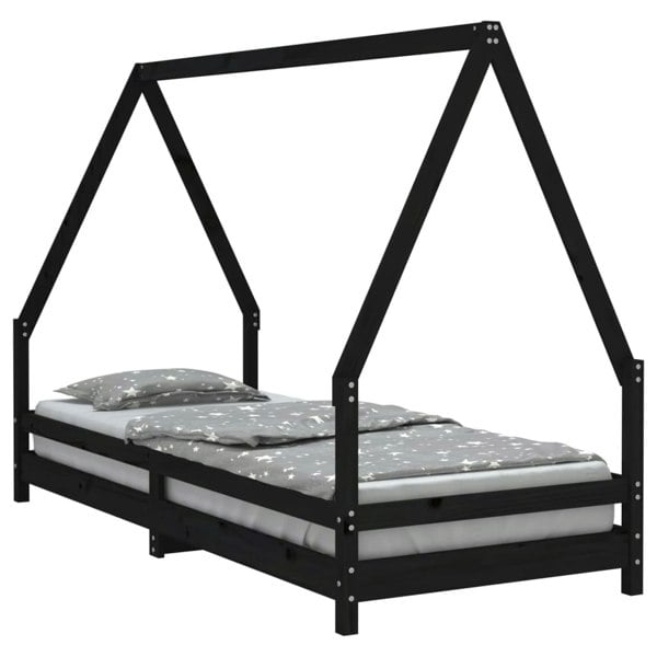 Berkfield Kids Bed Frame Black 80x200 cm Solid Wood Pine