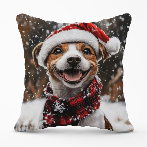 Warren Reed Snowy Christmas Jack Russell Cushion