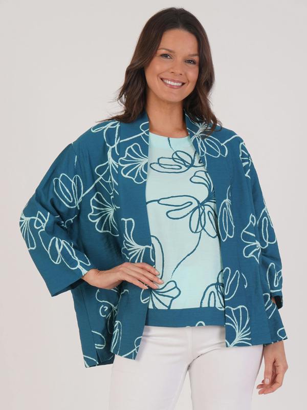VIZ-A-VIZ Floral Print Lightweight Jacket
