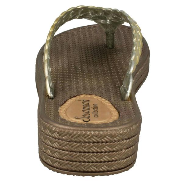 Savannah Ladies Savannah Mid Wedge Toe Post Flip Flops