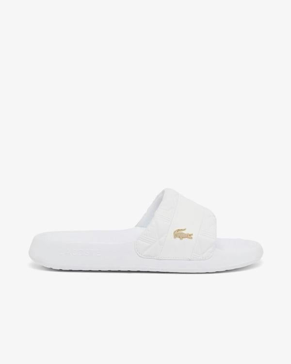 Lacoste Serve Hybrid Monogram Slides - White/White 21G | CHO | Designer Mens Sandals