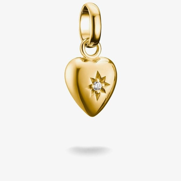 THOMAS SABO Charm Club Connect Gold Plated Cubic Zirconia Heart Charm CC1234-414-14