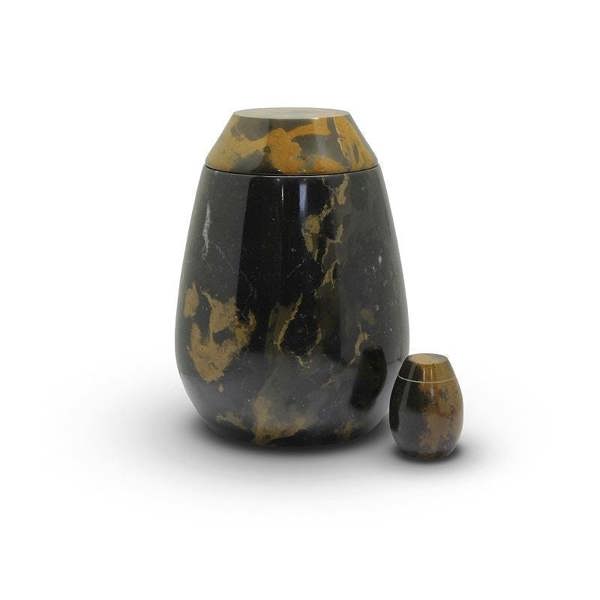 Memorials Direct Marble Urn (Black with Burnt Orange) - Adult & Keepsake