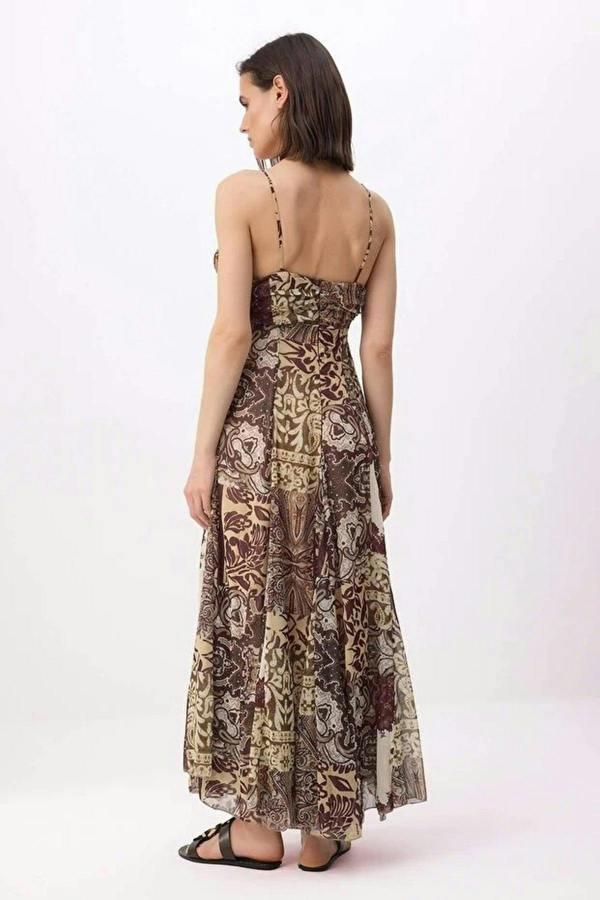 WOVCOR Abstract Pattern Maxi Woven Dress