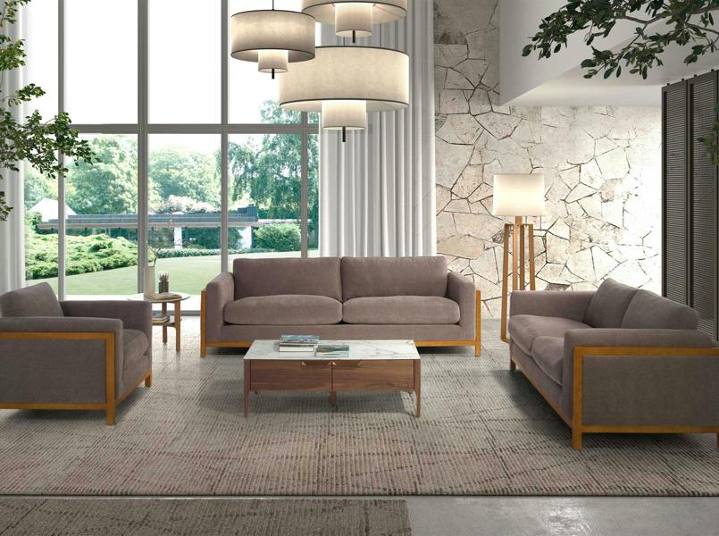 Angel Cerdá Porcelain Marble and Walnut Round Corner Table 2047
