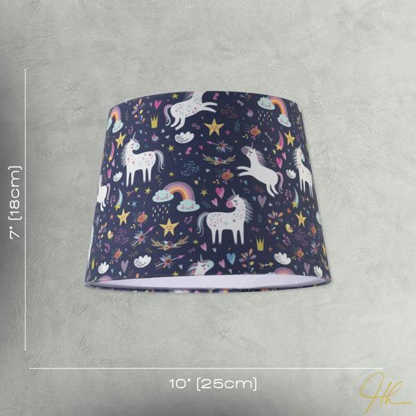 Unicorn Themed Childrens Lampshade with Rainbows and Colourful Flowers Image 7