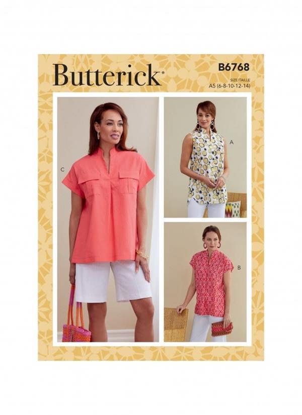 Butterick Sewing Pattern 6768, Tops for Women, A5 (6-8-10-12-14) - Easy