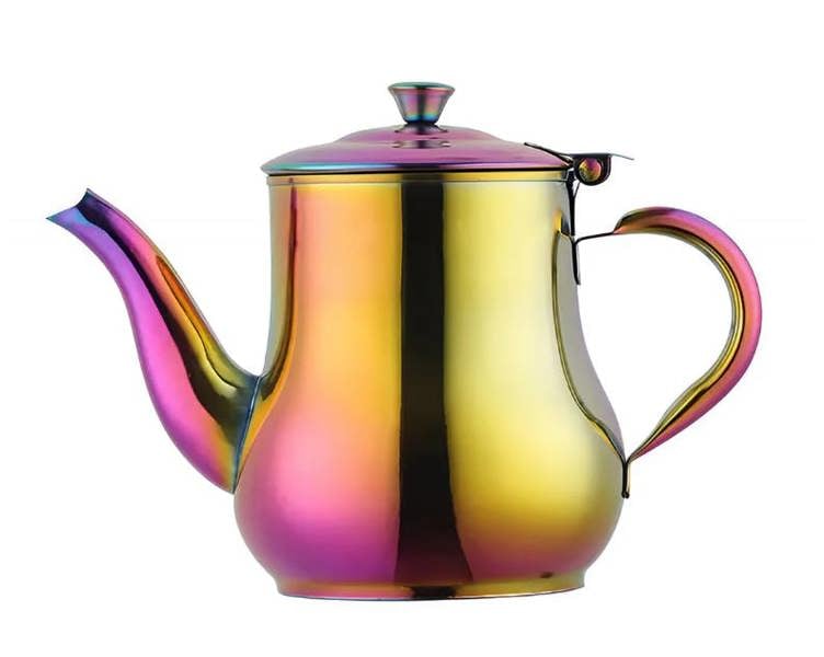 Anygleam Teapot Pink Rainbow Stainless Steel with Filter for Coffee, Tea, Oil and Liquid Seasonings Container Kettle