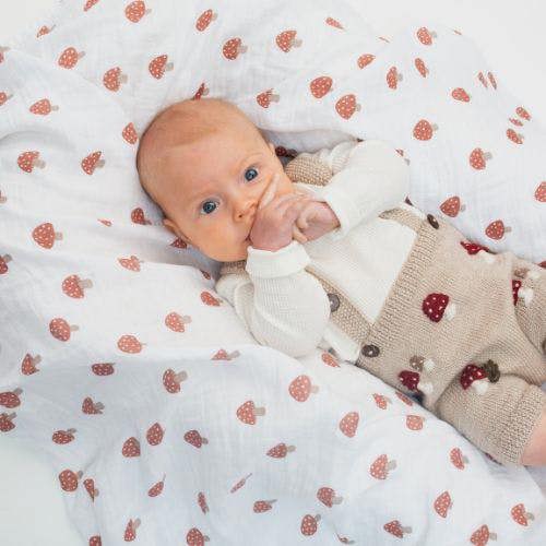 Lulujo - Cotton Swaddle - Mushroom & Sand - 2 Pack