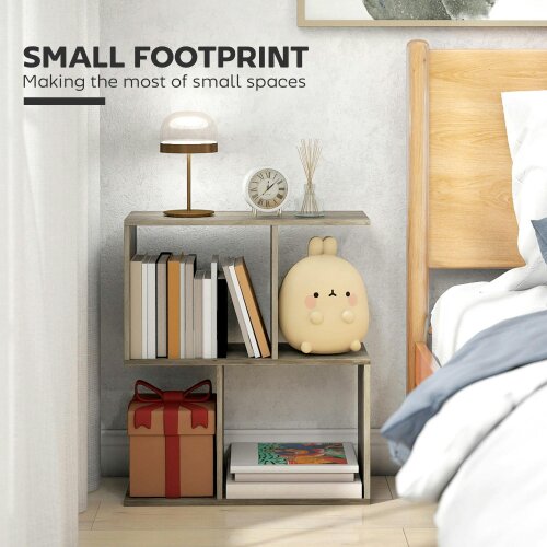 Wyld Haus Filo Wooden Grey Narrow S Shaped Side Table With 3 Tier Storage