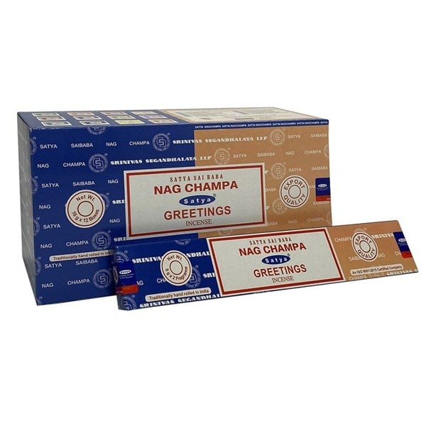 Serano Set of 12 Packets of Combo Satya Incense - Nag Champa Greetings