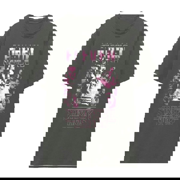 Stranger Things Womens Eleven Poster T-Shirt - Charcoal