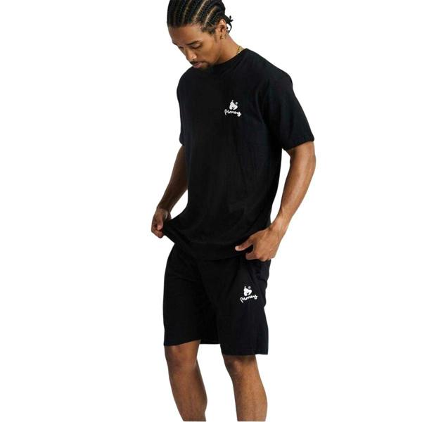 Money Mens Cotton Lounge T-Shirt & Shorts Set - Black - 