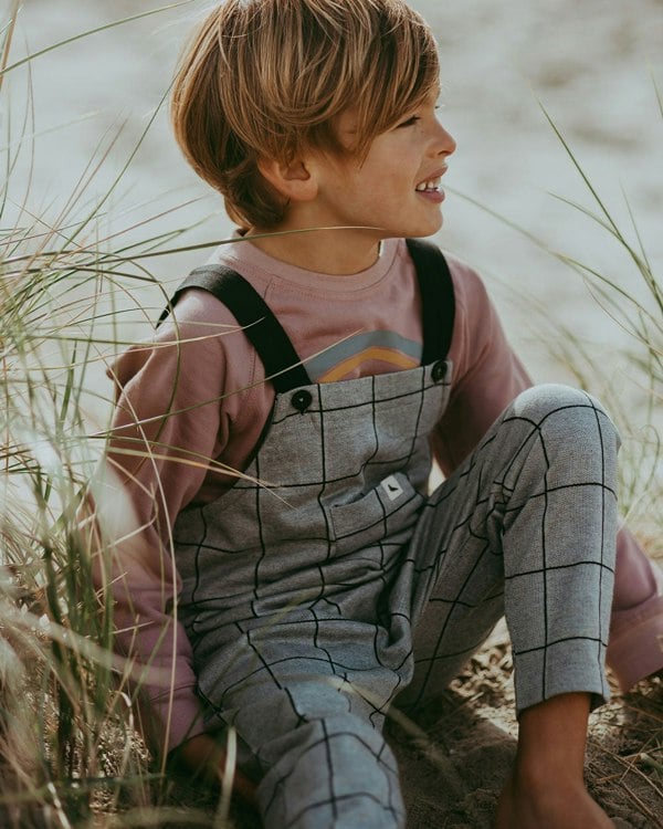 Grey Window Pane Check Print Dungarees - image 1