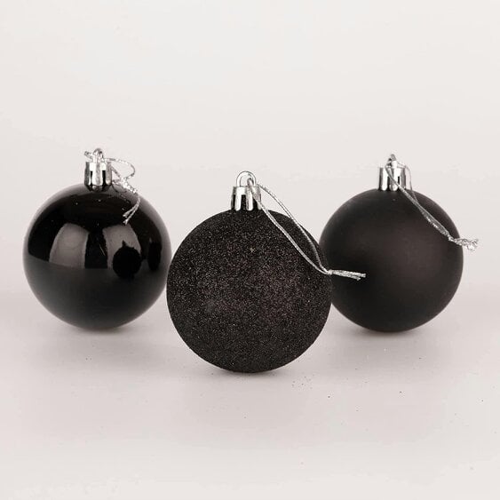 Shatchi Black Shatterproof Christmas Baubles in 6cm Pack Sizes for Tree, Garland and Seasonal Decorating