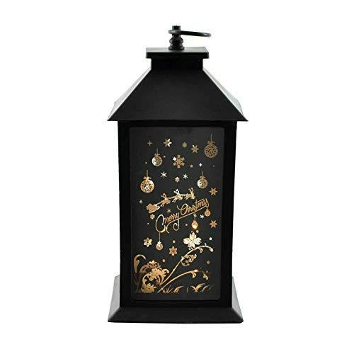 14cm Black Plastic Christmas Lantern with Warm White LED Light image 3