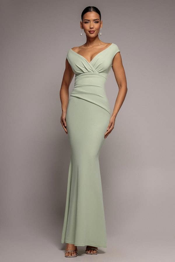 Bardot Pleated Maxi Dress - Sage Green DR1092SC