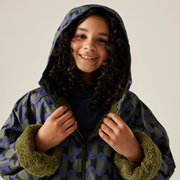 Regatta Kids Orla Kiely Spotted Changing Robe - Blue/Dark Olive