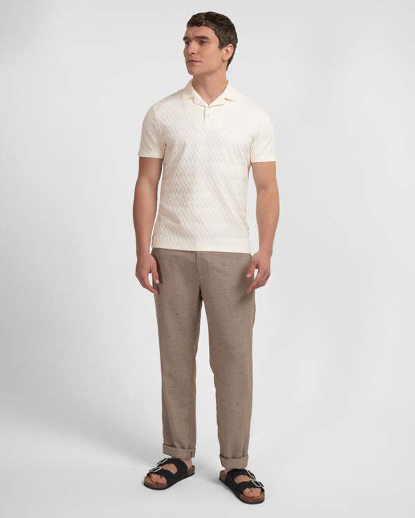 Steel & Jelly Beckton - Zigzag Textured Polo Shirt