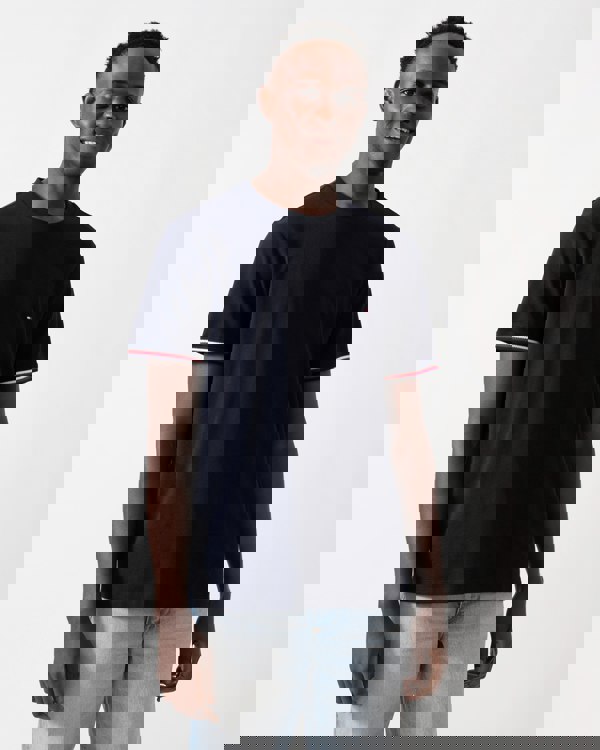 Tommy Hilfiger Global Strip Cuff Mens T-Shirt - Desert Sky - CHO - Designer Mens T-Shirts & Tops