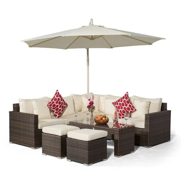 Giardino Havana Rattan 5 Seater Sofa Set with Coffee Table and 2 Stools