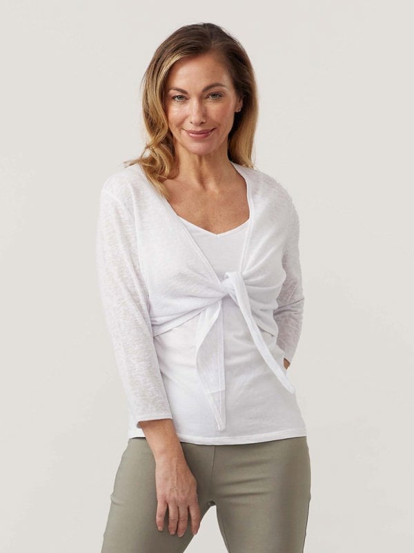PennyPlain Shrug Tie Front - White
