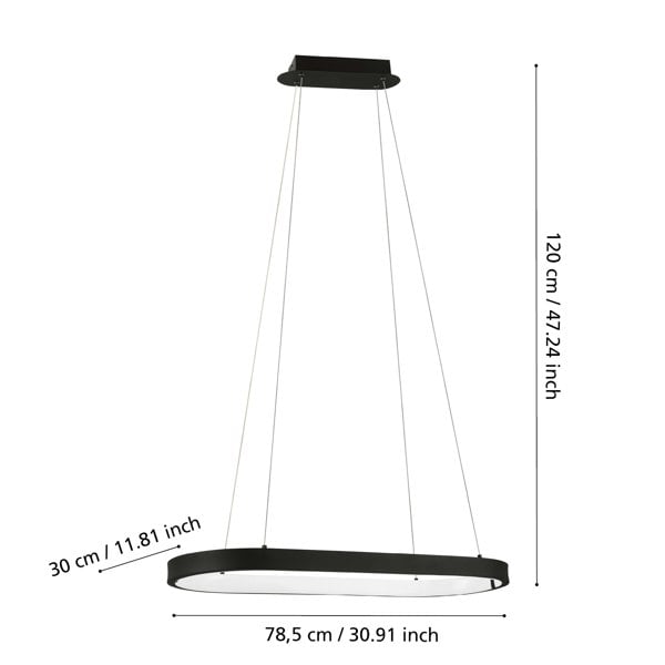 EGLO Codriales Modern Black LED Oval Pendant Light WBS