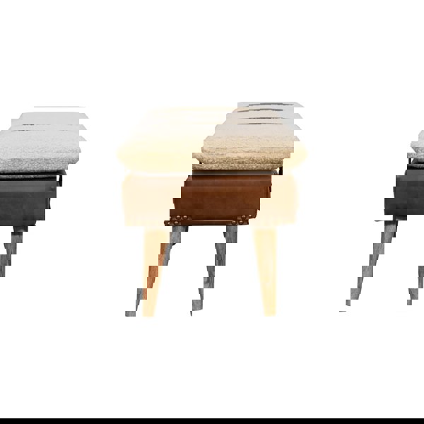 Artisan furniture Solid Wood BouclÃ© Buffalo Hide Leather Bench