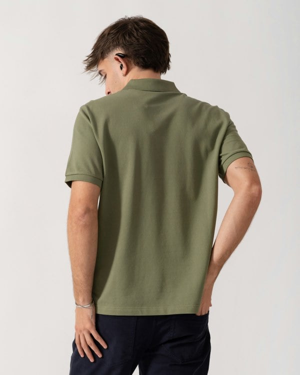 GANT Mens Regular Fit Short Sleeve Shield Logo Pique Polo - 379 Dry Herb Green