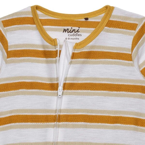 Mini Cuddles Striped Sleepsuit (Mustard & White)