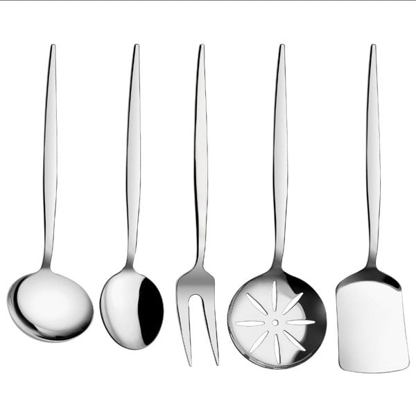 Rozi Asya Collection Stainless Steel Utensils, Set of 5 (Silver)