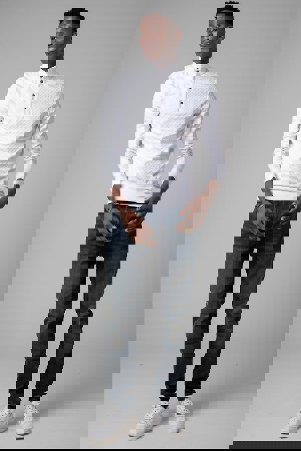 ENORSIA Textured Pattern High Neck Sweatshirt