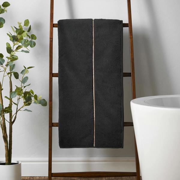 Bianca Zero Twist Satin Stitch Cotton Towel Black