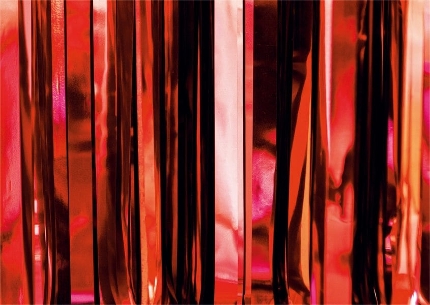 Cheetah Metallic Tinsel Curtain, 2.5M x 1M Red