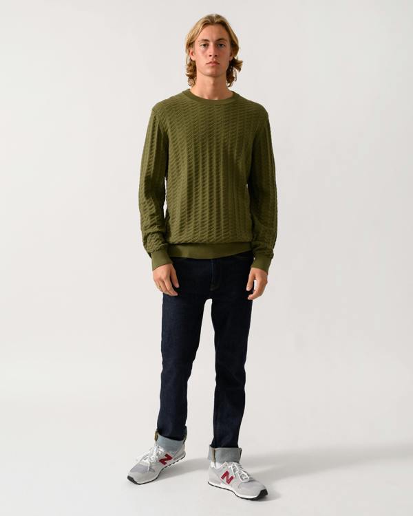 HUGO Simond Mens Crew Neck Jumper - Open Green 389