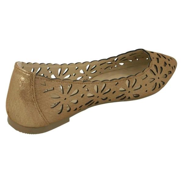 Spot On Ladies Spot On Flower Cut Out Ballerinas F80390