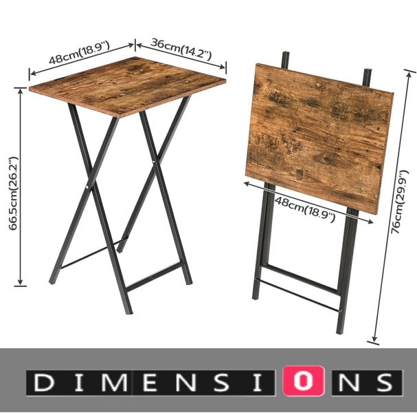 Modcraft Set of 2 Folding Side Tables – Industrial Tables for Sofa , Laptop, or Drinks