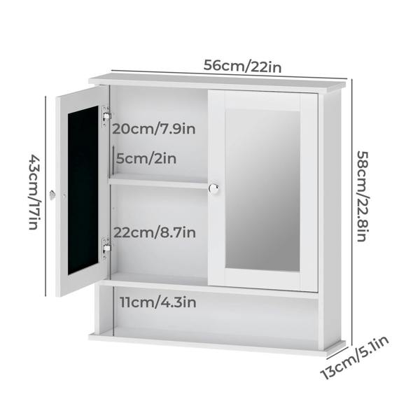 Levede Bathroom Mirror Cabinet Storage Toilet Cupboard Wall Mounted Shelves