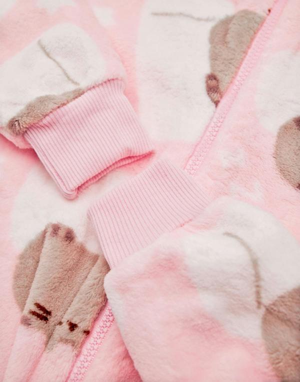 Vanilla Underground Pusheen Girls Pink All-Over Print With Novelty Ears Onesie
