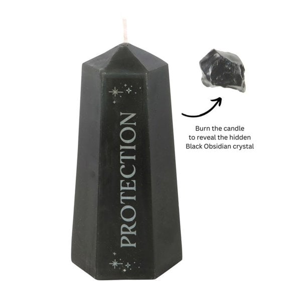 Serano Protection Crystal Candle with Rough Black Obsidian