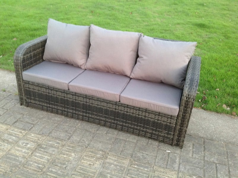 Fimous Rattan Garden Furniture Set Lounge Sofa Reclining Chair Love Seat 2 Seater Sofa Footstool Patio Outdoor Dark Grey