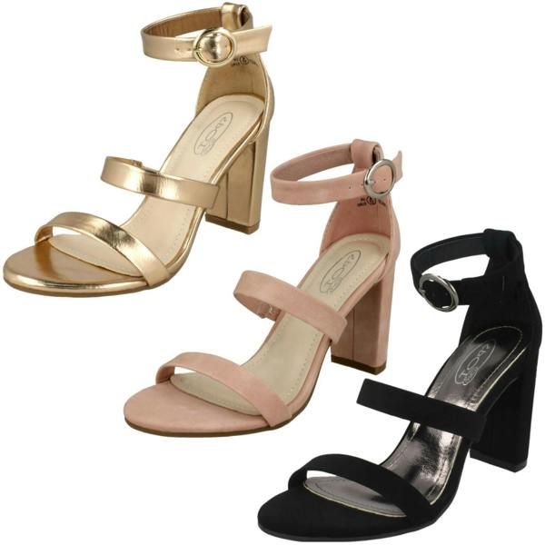 Spot On Ladies Spot On Double Strap High Heel Sandals