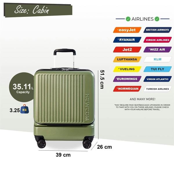 Infinity Luggage Durable EasyJet Ryanair 39 x 26 x 51.5 cm Front Open Cabin Luggage Travel Suitcase
