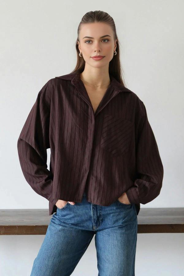 WOVCOR Striped Oversize Woven Shirt