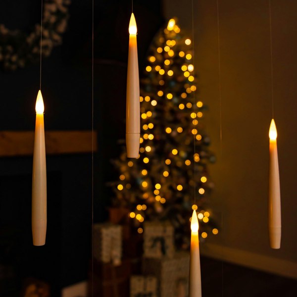 Samuel Alexander Set of 10 15cm Floating White LED Battery Candles in Warm White with Remote Control
