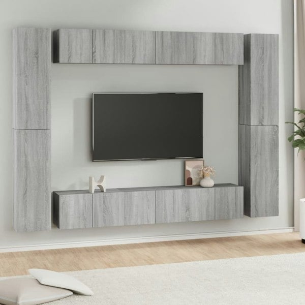 Berkfield 10 Piece TV Cabinet Set Grey Sonoma Engineered Wood