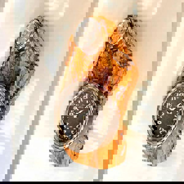 Stainless Rope Clock with Olive Wood Base