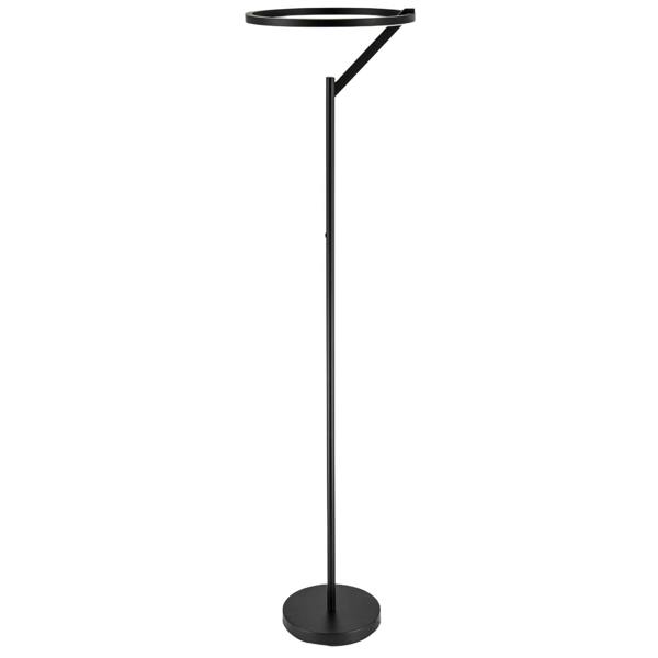 Designer Floor Lamp in Matte Black with Large LED Halo Light Ring Image 5